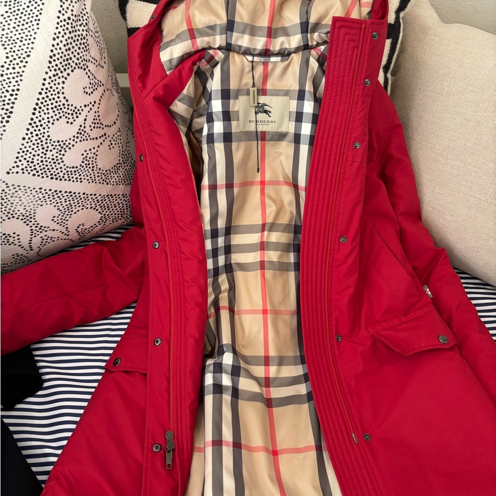 Burberry Red Jacket with Classic Check Lining
